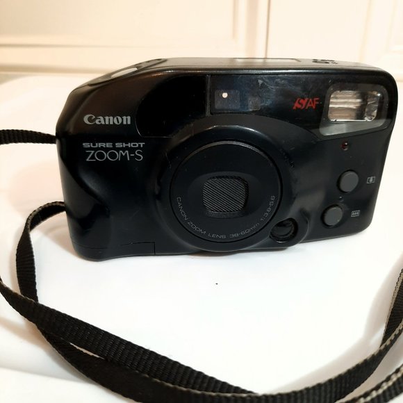 VINTAGE Canon Sure Shot Zoom-S 35mm Film Camera 38-60mm black FOR PARTS/REPAIR